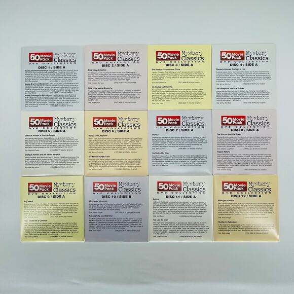 Mystery Classics 50 Movie Pack 12-DVD Collection - Good Used Condition - Picture 2 of 15
